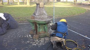 Sandblasting Cast Iron Water Fountain - UK Restoration Services