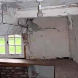 bank farm oak frame restoration carden estate lime mortar plaster grouting