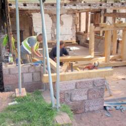 bank farm oak frame restoration carden estate lime mortar plaster grouting