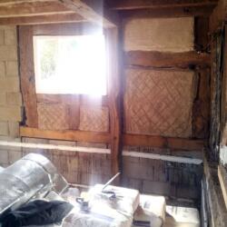 bank farm oak frame restoration carden estate lime mortar plaster grouting